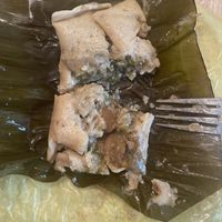 mushroom and zucchini tamale (a little soft but good)  at Oaxacan Tamales in Riverbank
