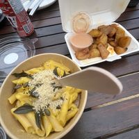 Pumpkin pasta and side of potatoes   at ANNIE Sweetery & Eatery in Koh Samui