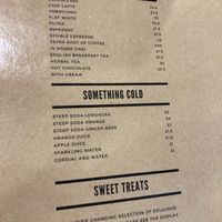Drinks menu at Levenshulme Inspire Café in Manchester