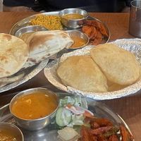 Veg Naan. Puri. Sabzi. Rice. Sambhar. Mix veg. at Govinda's - Edogawa-ku in Tokyo