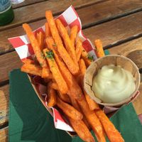 Sweet potato fries with vegan wasabi mayo  at Het Nieuwe Cafe in Rotterdam