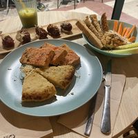Croquettes, Hummus and potato omlete.   at ECO DEL MAR in Blanes