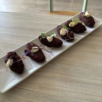 Beetroot croquettes  at ECO DEL MAR in Blanes