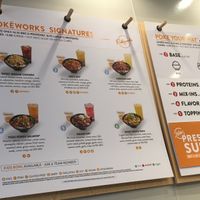 Wall menue at Pokeworks - 34th St in New York City