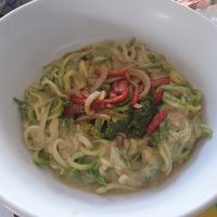Coconut curry zoodles at Varuna Plant-Based Food & Juice Bar in Manuel Antonio