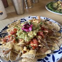 Nachos with vegan cheese sauce! Delicious!   at Varuna Plant-Based Food & Juice Bar in Manuel Antonio
