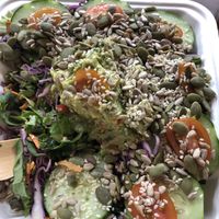 Nice big hearty salad  at Varuna Plant-Based Food & Juice Bar in Manuel Antonio