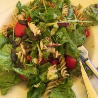 Very tasty mix of leaves and pasta in pumpkin sauce   at Healthy in Banja Luka