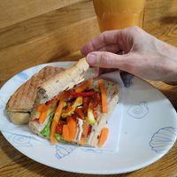Veggie sandwich and immunity drink at Healthy in Banja Luka
