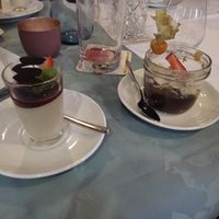 Veganes Panna Cotta und Polenta Schokoküchle at Restaurant Rössle in Calw