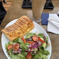 Wow😍 chicken tikka and cheese with caramel oat latte!!🙌 #Veganuary at In The Dog House in Redcar
