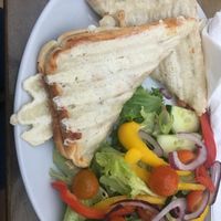 Vegan cheese, onion and tomato toastie  at In The Dog House in Redcar