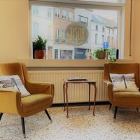 gotta love these vintage armchairs at Kapsalon Rozie in Ghent