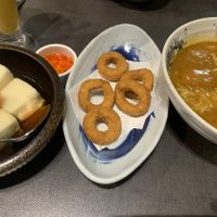 Soft Tofu, calamari, curry noodles   at Herbivore Japanese Vegetarian Restaurant in Central Singapore