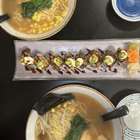 Miso ramen & crispy „Meat“ Sushi   at Herbivore Japanese Vegetarian Restaurant in Central Singapore