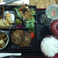 Gyoza bento box with mock meat at Herbivore Japanese Vegetarian Restaurant in Central Singapore