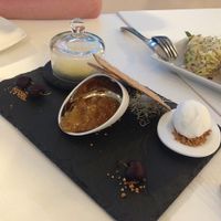 Cashew cheese, smoking under the glass with beer ice cream! at Bellaverde in Mallorca