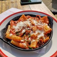 Pasta with vegan cheese at Frankie & Benny's - Trafford Centre in Manchester