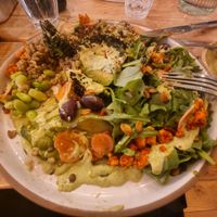 Green goddess salad with extra vegan 
feta at No 33 in Norwich