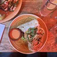 Vegan Chorizo burrito, guava soda  at Tacos & Tequila in Amsterdam