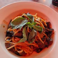 Wild Mushroom Fettuccine at Oscars Café Bar in Dublin