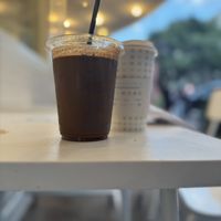 Chocolate de agua hot and cold during a very nice February afternoon   at Churrería El Moro in Mexico City