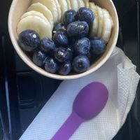 I picked blueberries and bananas as my toppings. Both are fresh    at ah-Sigh-e in Jenks