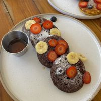 Vegan pancakes: so dry and tasteless that seemed like I was eating clay   at French Cafe in Uvita