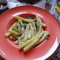 Home made pasta with spinach at Lucciola Organic Bistro in Corfu