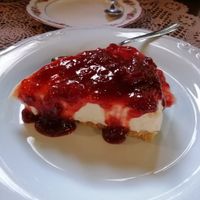 Incredible cheesecake at Lucciola Organic Bistro in Corfu