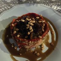 Mille Feuille ordered without cheese at Lucciola Organic Bistro in Corfu