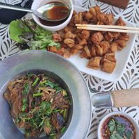 Crispy pork, glass noodles at VEGAN PHUKET in Phuket