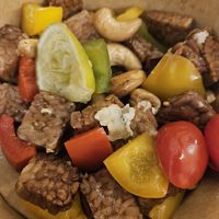 Stir fry tempeh with cashews at VEGAN PHUKET in Phuket