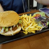 Shroom burger  at Blooming Sprouts 旺盛素食 in Central Singapore