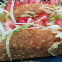 Small tacos in fried corn shells. at Atacolypse in Leipzig