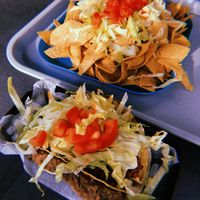 Tacos and Nachos (Nacho portions supposed to be „small“ ) at Atacolypse in Leipzig