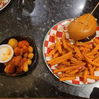 Crispy Cauli Bites and Spicy Black Bean Burger at Frankie & Benny's in Chester