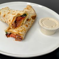 batinjan saj + tahini sauce (plated at home) at Yalla in Seattle