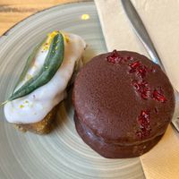 Vegan Alfajor and mini pistachio cake  at Nu Market & Coffee in Mallorca