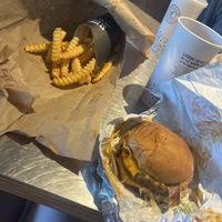 Fries and One Night Stand Burger  at Slutty Vegan in Duluth