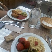 Seitan meatballs and seitan escalopines  at Amaltea in Barcelona