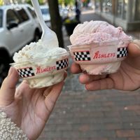 Lemon and strawberry   at Ashley's Ice Cream in New Haven