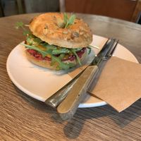 Vegan bagel  at Coyote Coffee & Deli in Budapest