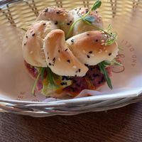 Vegan sandwich with avocado and hummuss  at Coyote Coffee & Deli in Budapest
