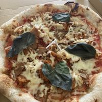 Protein pizza with vegan chicken & ham plus extra smoked sausage   at Pizza Cosi in Budapest