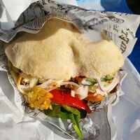 falafel burger with vegetables, green leaves, mushrooms #Veganuary at Red Onion in Craiova