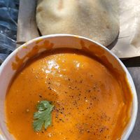 Tomatoes cream soup at Red Onion in Craiova