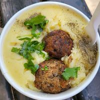 mushroomballs with mashed potatoes at Red Onion in Craiova