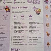 Plant Based sorbets (with sorbet and leaf next to them) at Creams Cafe in Scarborough