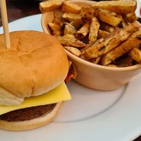 Vegan bacon and cheese burger at The Globe in Glossop